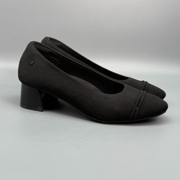 Vivaia Julie Arch Pro Women's 7 Black Knit Chunky Heels Slip On Almond-Toe - Picture 1 of 10